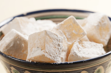 Lukum (Turkish Delight) in a bowl