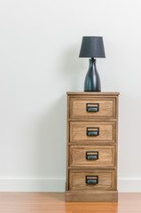 Lamp on bedside table