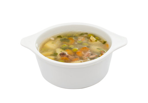 soup with fresh vegetables isolated