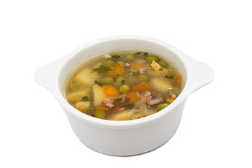 soup with fresh vegetables isolated