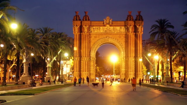 Arc del Triomf in summer twilight. Barcelona, Spain