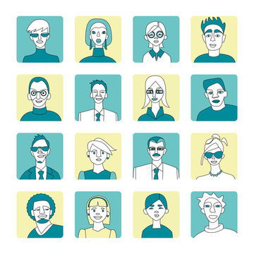 People Avatar Set Blue and Yellow