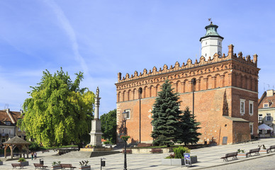 Fototapeta na wymiar Market Square and Town Hall in Sandomierz, Poland