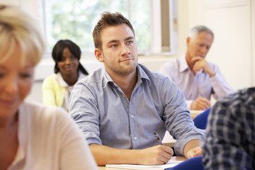 Student in class