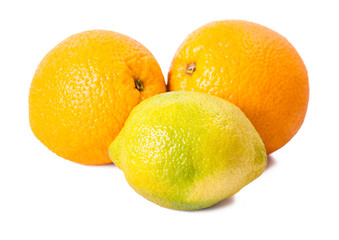 still life of ripe oranges and lemon