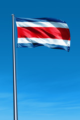 Costa Rica flag waving on the wind