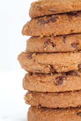 Chocolate cookies biscuit on a white background
