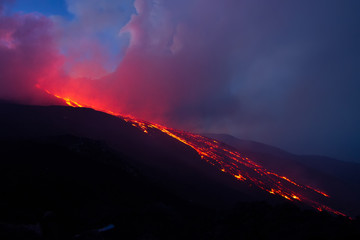 Naklejka na ściany i meble Eruption volcano Etna