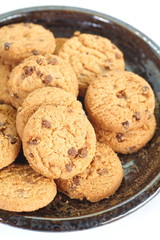 Chocolate cookies biscuit on a white background