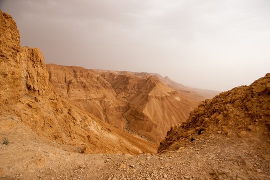 Hiking in Judean stone desert, middle east