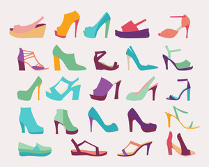 High Heels Women Shoes Set - Illustration .