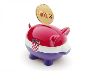 Croatia. Bitcoin Concept Piggy Concept