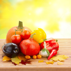 fall ripe of vegetables on table