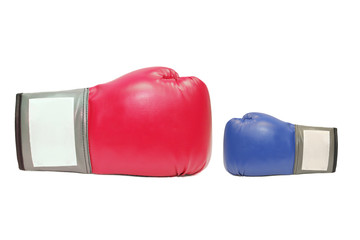 Fototapeta blue and red boxing gloves in white background obraz