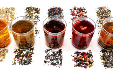 Assortment of tea isolated on white