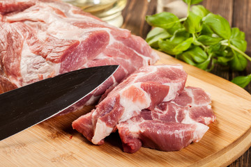 Raw pork on cutting board