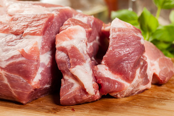 Raw pork on cutting board