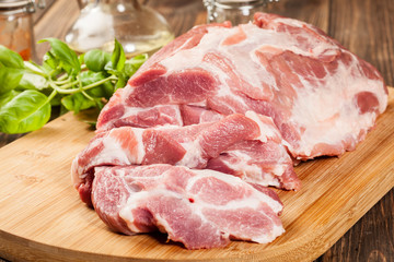 Raw pork on cutting board