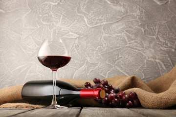 Bottles of wine with glass