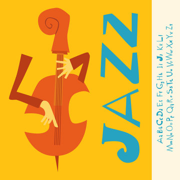 JAZZ concert, Music flat Illustration with font