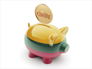 Lithuania Cheque Concept Piggy Concept
