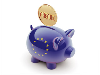 European Union Cheque Concept Piggy Concept