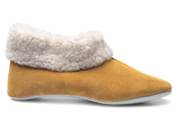 Handcrafted leather slipper with wool lining