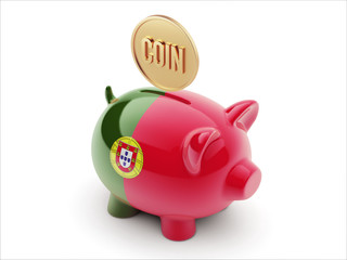 Portugal Coin Concept Piggy Concept