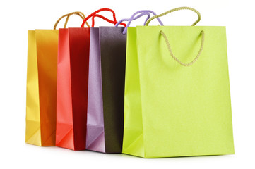 Paper shopping bags isolated on white background