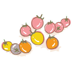 カラフルトマトのナチュラルイラスト