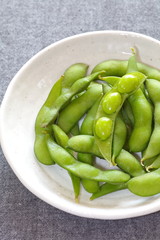 Japanese healthy appetizer edamame green soy beans