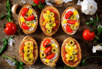 Vegetarian bruschettas