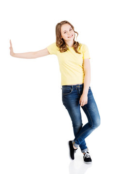 Standind young woman portrait.
