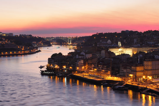 Porto cityscape and Arrabida bridge