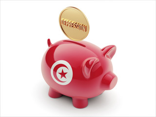 Tunisia Depression Concept. Piggy Concept