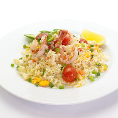 Chinese food Shrimp fried rice and vegetable