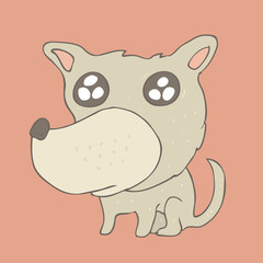 cute cartoon dog with a collar vector illustration, hand drawn