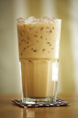 close up cold cappuccino in coffee shop