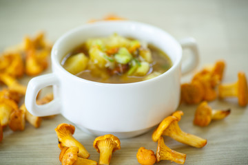 vegetable soup with chanterelle mushrooms