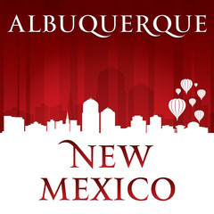 Fototapeta premium Albuquerque New Mexico city skyline silhouette red background