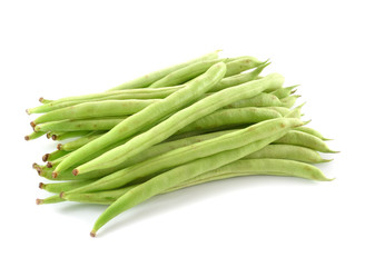 green beans on white background
