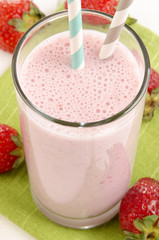 strawberry milk shake in a glass