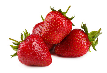 Red ripe strawberries, isolated on white