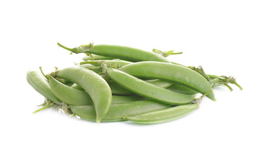 green beans on white background