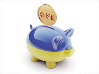Ukraine Global Concept Piggy Concept