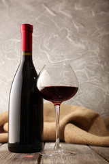 Bottles of wine with glass