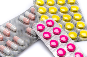 Pills and capsules in blister packs