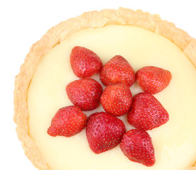 Strawberry tart isolated on white