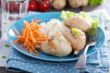 Roasted chicken legs with rice