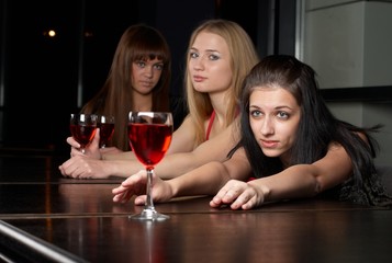 Young women in a bar